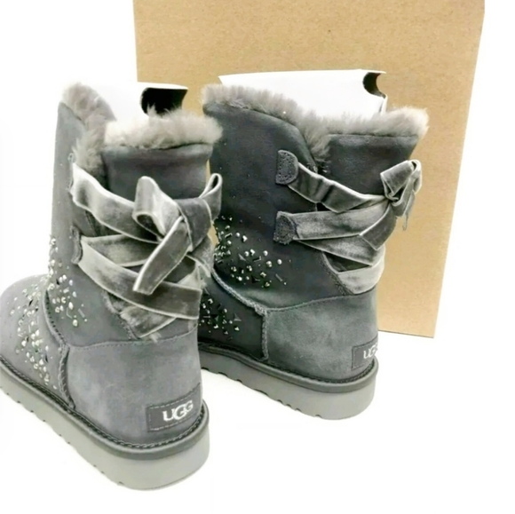 UGG Galaxy Bling Bow Gray Boots - Picture 3 of 6